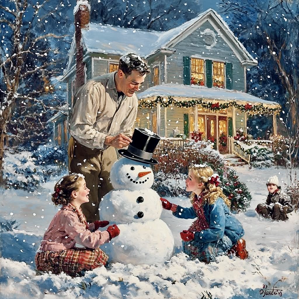 Family Snowman at Christmas