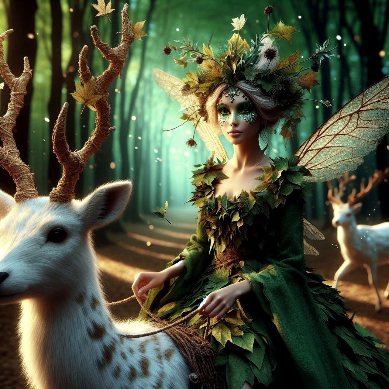 Forest Fairy and Deer