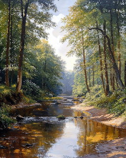 Forest Stream Painting