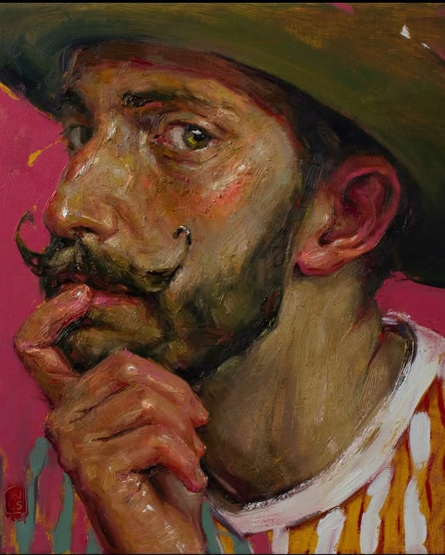 Mustachioed Man Portrait Painting