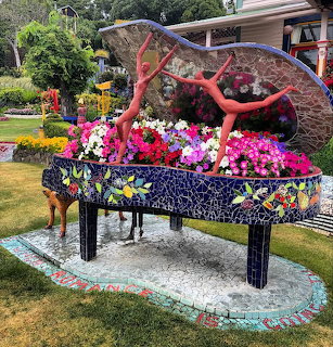 Mosaic Piano Garden Sculpture