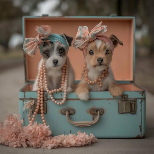 Puppies in Suitcase