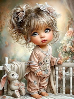 Baby Girl with Rabbit