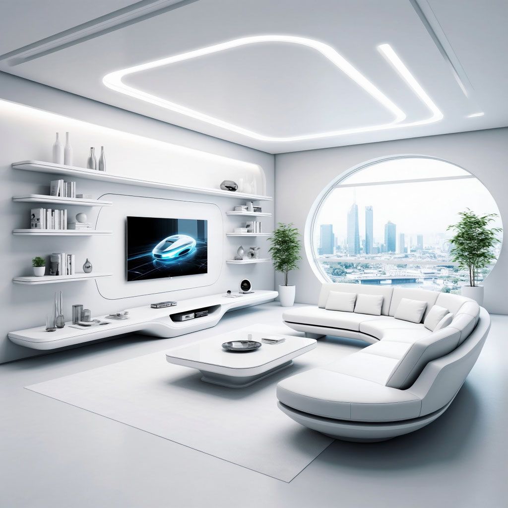 Futuristic White Living Room