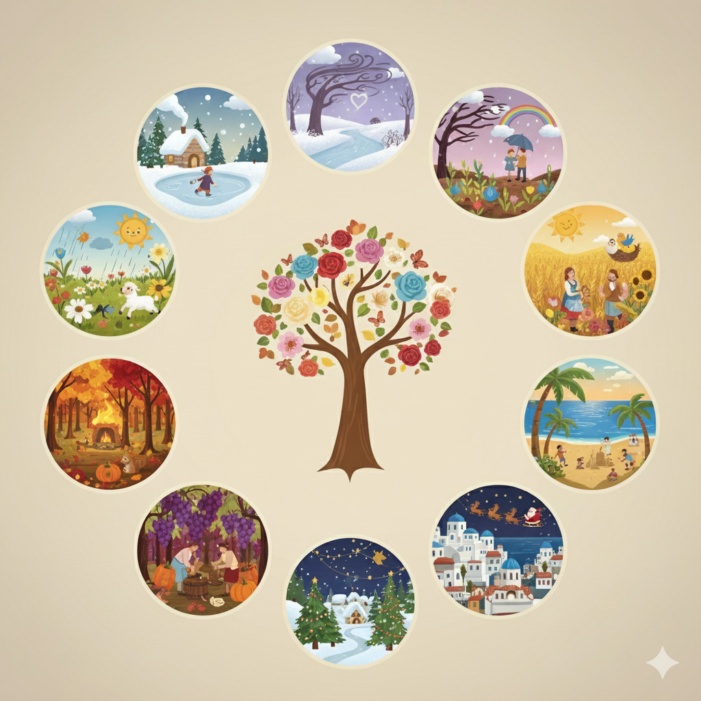 Months Tree Illustration