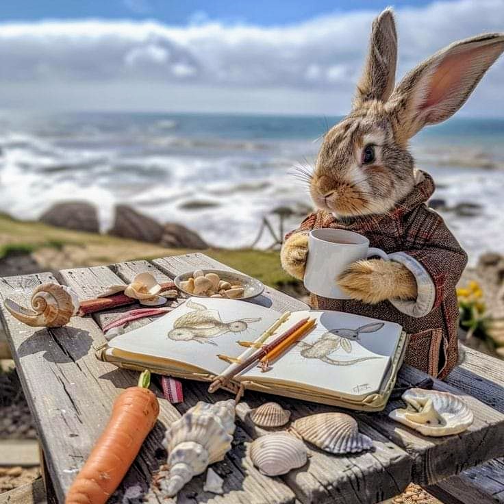 Rabbit Painting by Ocean