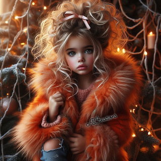 Girl in Orange Fur Coat