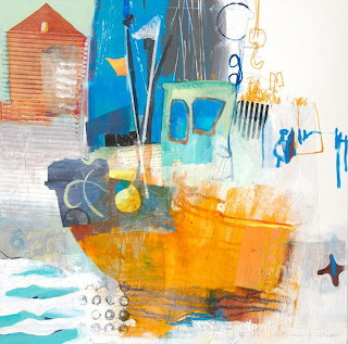Abstract Boat Seascape Painting