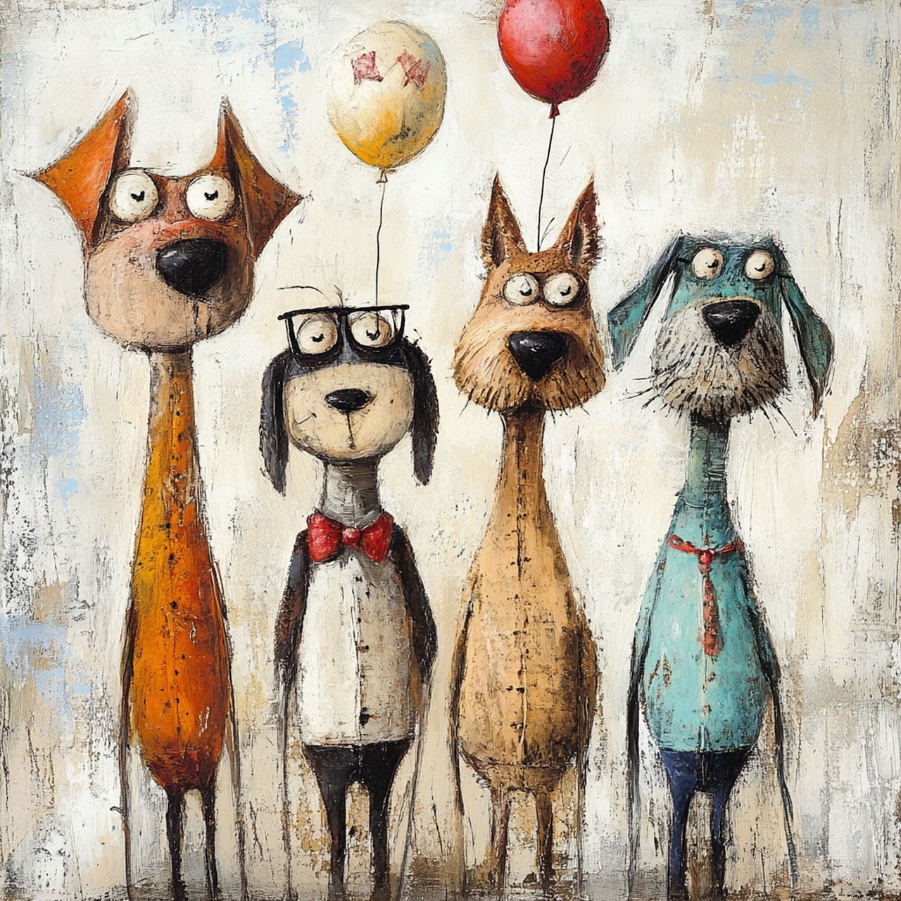 Dogs with Balloons Painting