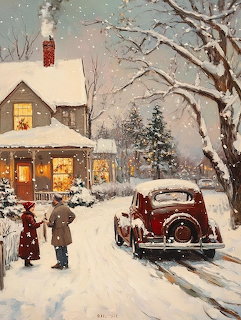 Vintage Christmas Winter Scene