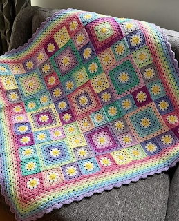 Colorful Granny Square Blanket
