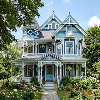 Victorian House Blue Mansion