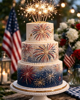 Fourth of July Fireworks Cake