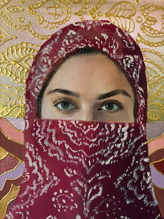 Woman in Red Veil Painting