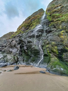 Beach Waterfall Wales Cliff