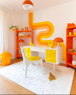 Retro 1970s Orange Yellow Room