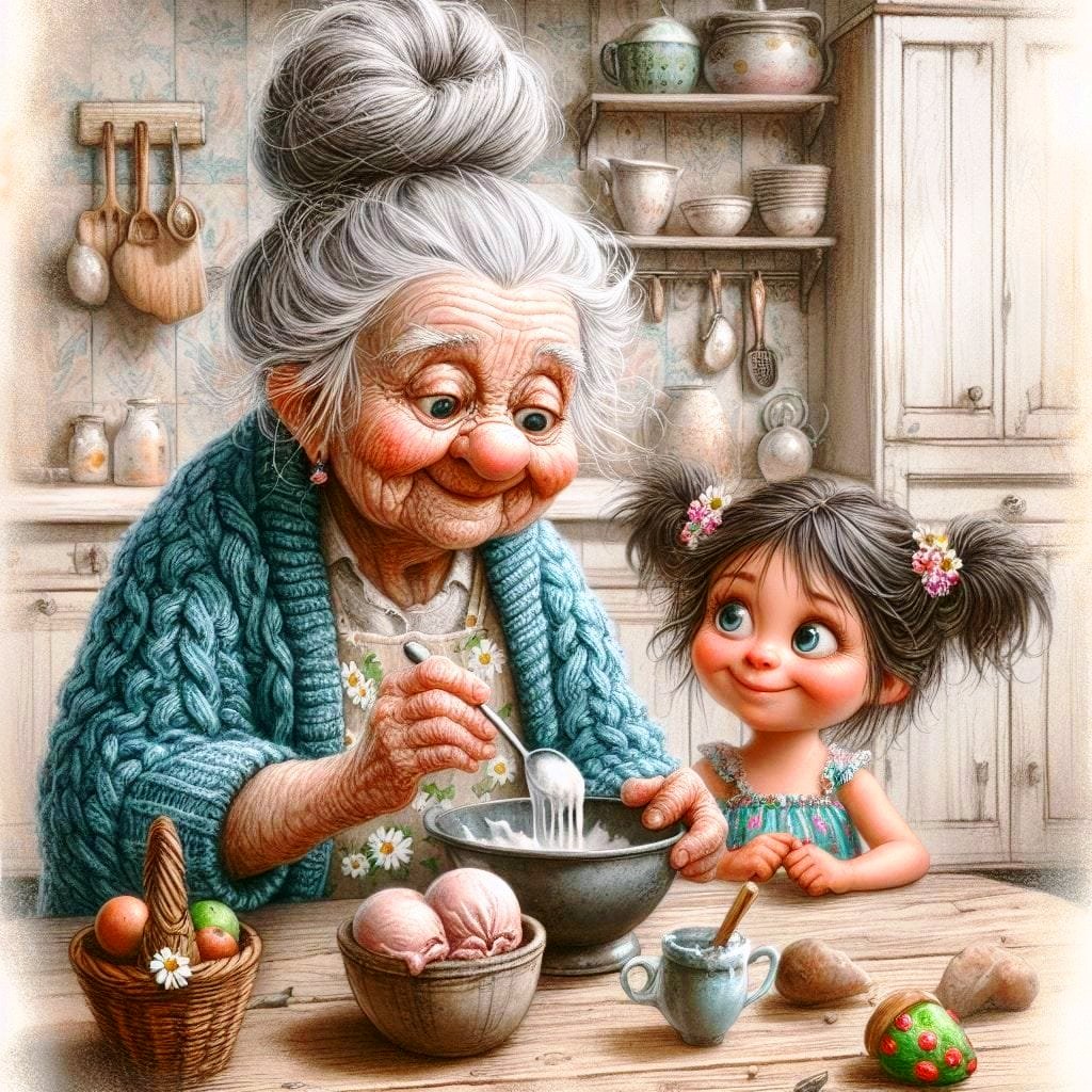 Grandmother and Granddaughter Baking