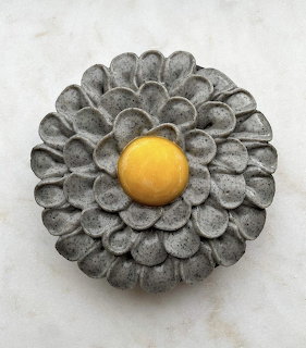 Gray Stone Flower Sculpture