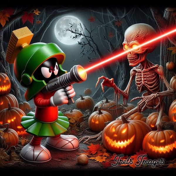 Halloween Skeleton Battle Scene