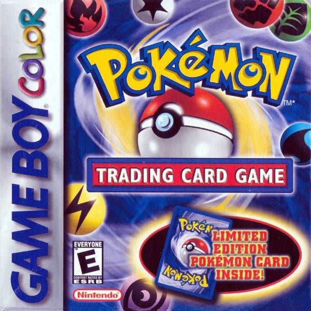Pokemon Trading Card Game box art for Game Boy Color with colorful logo and Poke Ball graphic