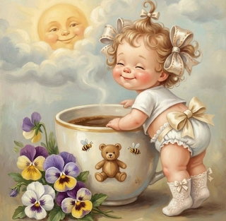 Baby with Teacup and Sun