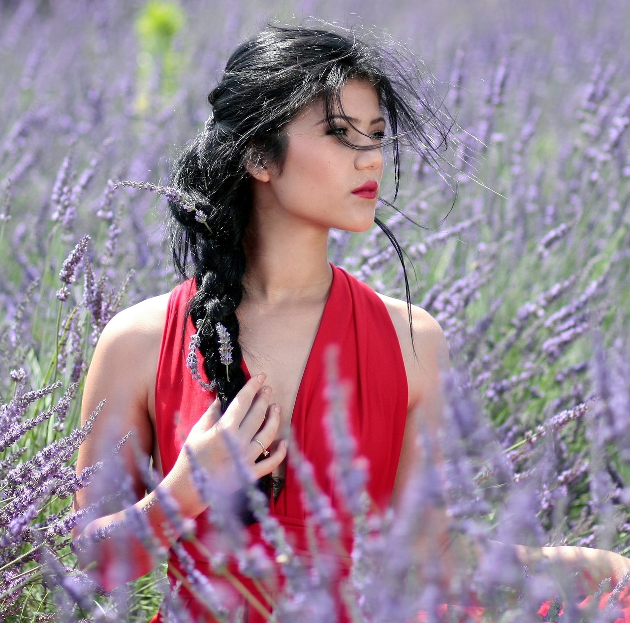 Woman in Lavender Field