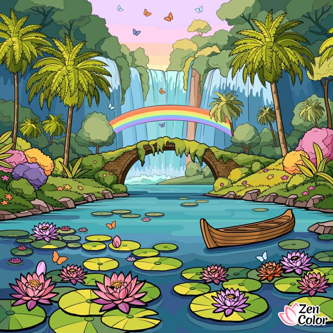 Tropical Waterfall Garden Pond