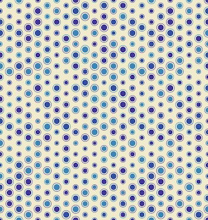Repeating pattern of blue and purple circles on a beige background