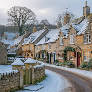 Snowy Cotswold Cottages