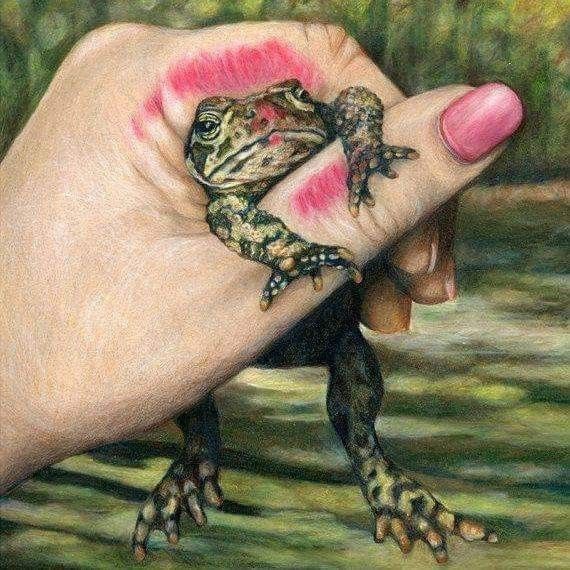 Small toad being held in a person's hand outdoors