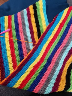 Rainbow Striped Knit Blanket