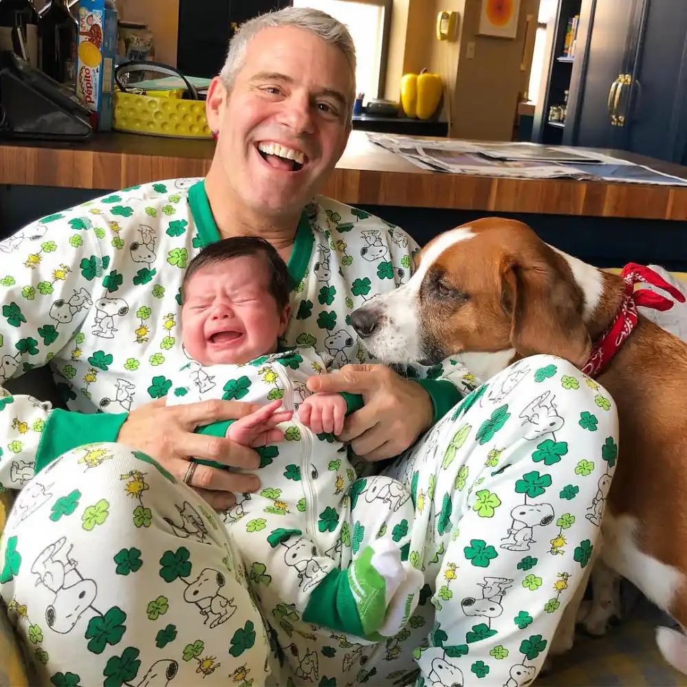 Father Baby and Dog St Patrick's Day