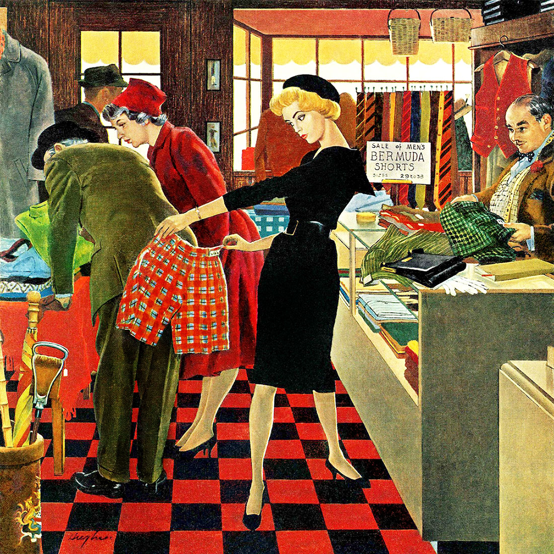 Vintage Clothing Store Shopping Scene