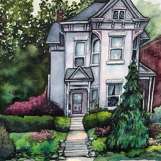 Watercolor Victorian House Painting