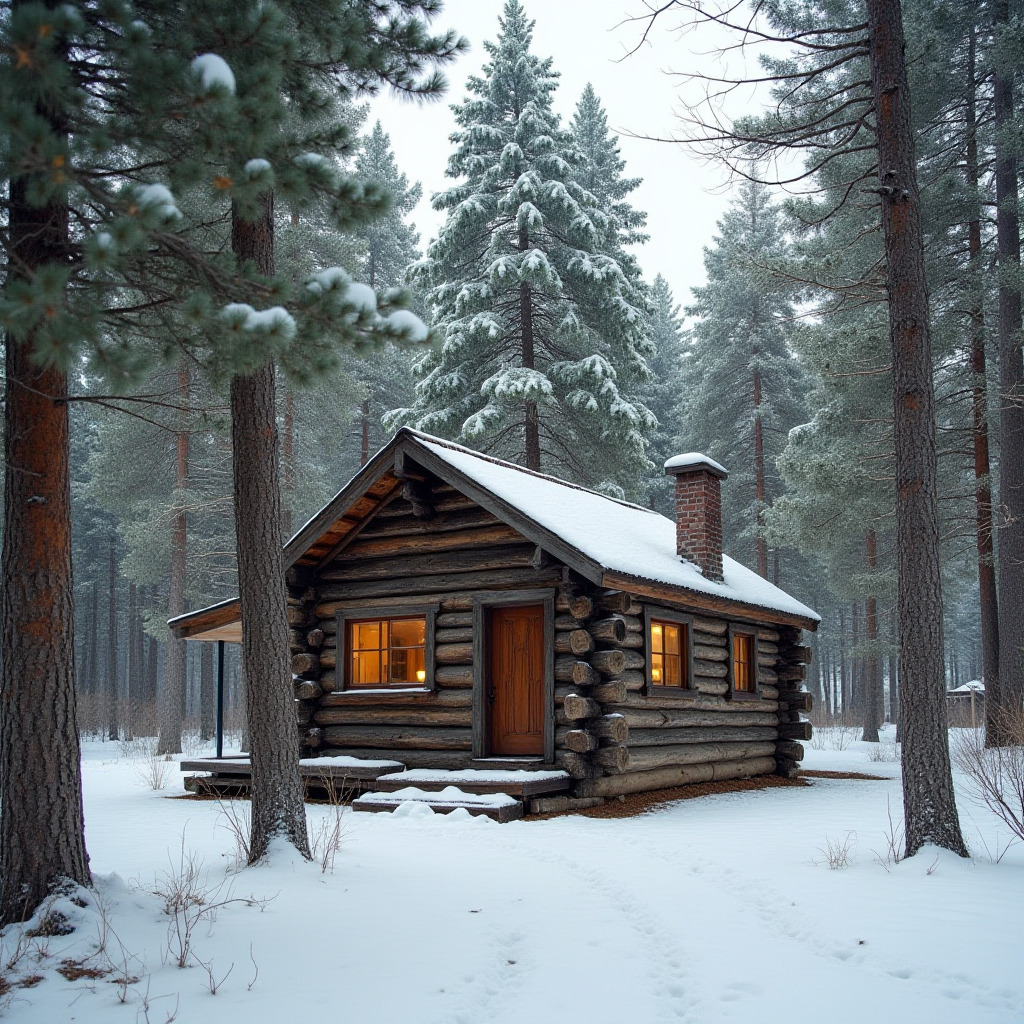Snowy Forest Cabin