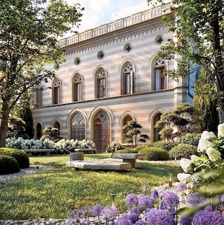 Italian Villa Garden Courtyard