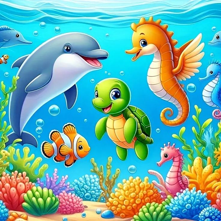 Underwater Sea Animals Cartoon