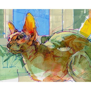 Abstract Watercolor Cat