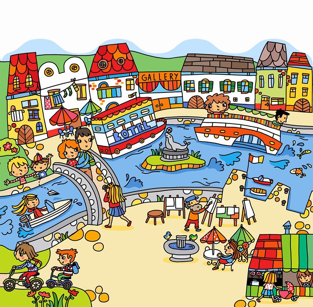 Cartoon Harbor Scene