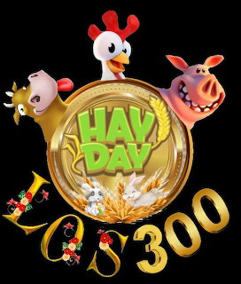 Cartoon chicken, pig, and cow around a golden medallion with large 300 text on a black background.