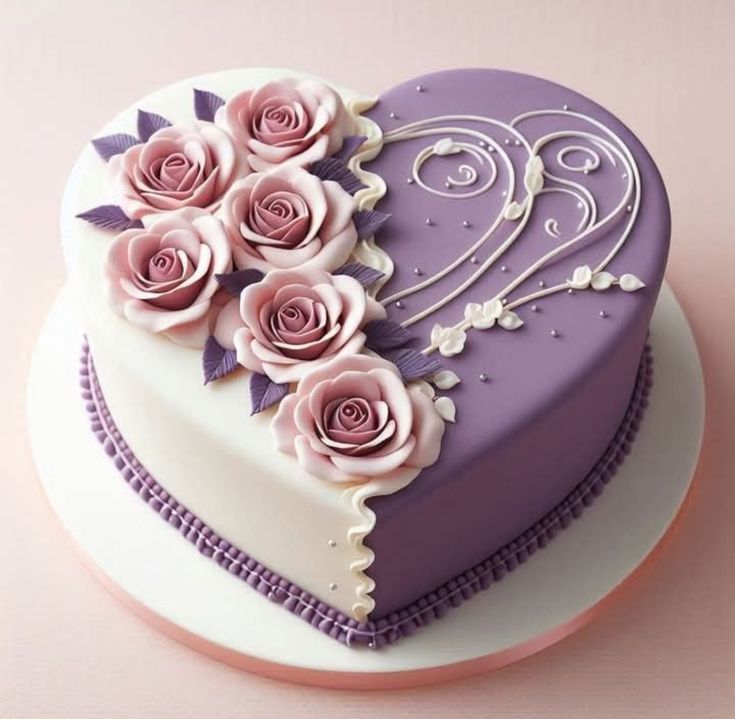 Purple Heart Cake Roses