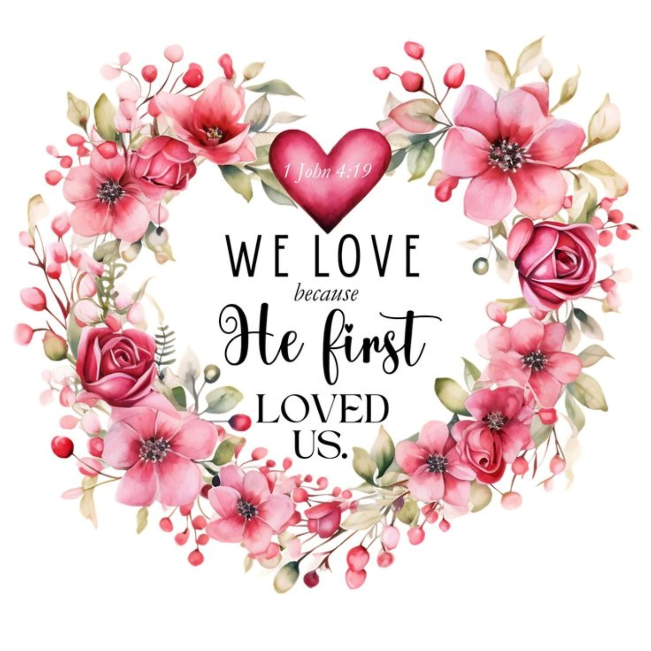 Love Bible Verse Floral Heart
