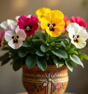 Pansies in Pot