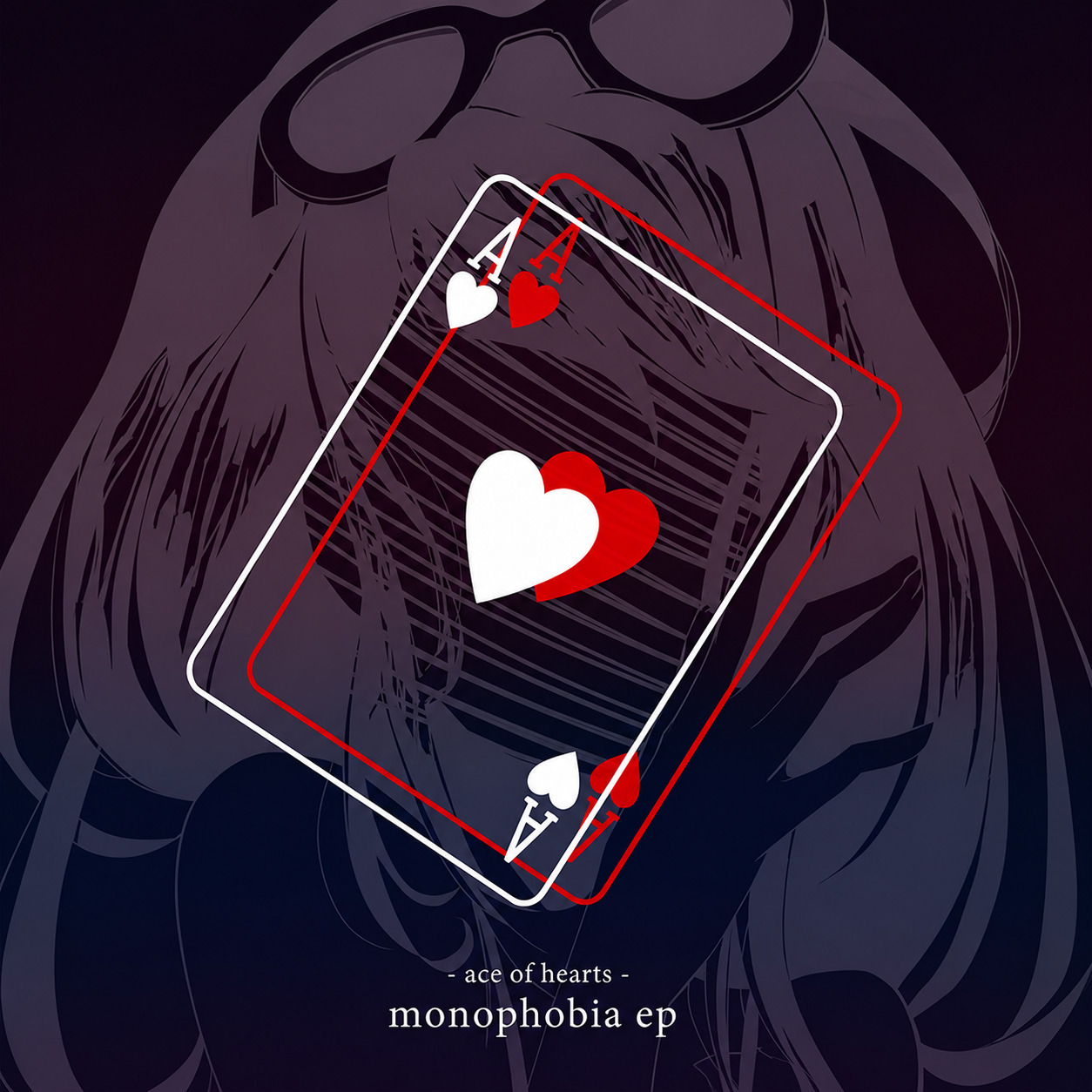 Anime-style cover art with an ace of hearts card over a dark purple portrait of a girl