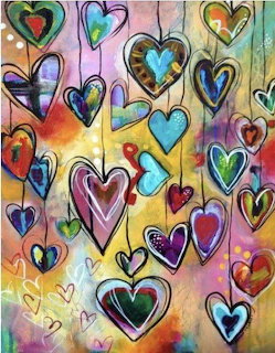 Colorful Hanging Hearts Painting
