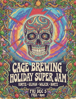Colorful psychedelic poster with decorated sugar skull, lightning bolt, and ornate swirling patterns in vibrant colors