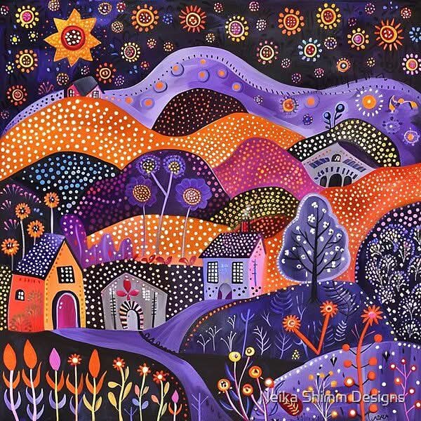 Whimsical Dotted Village