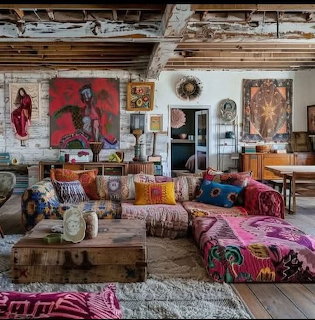 Bohemian Living Room Interior