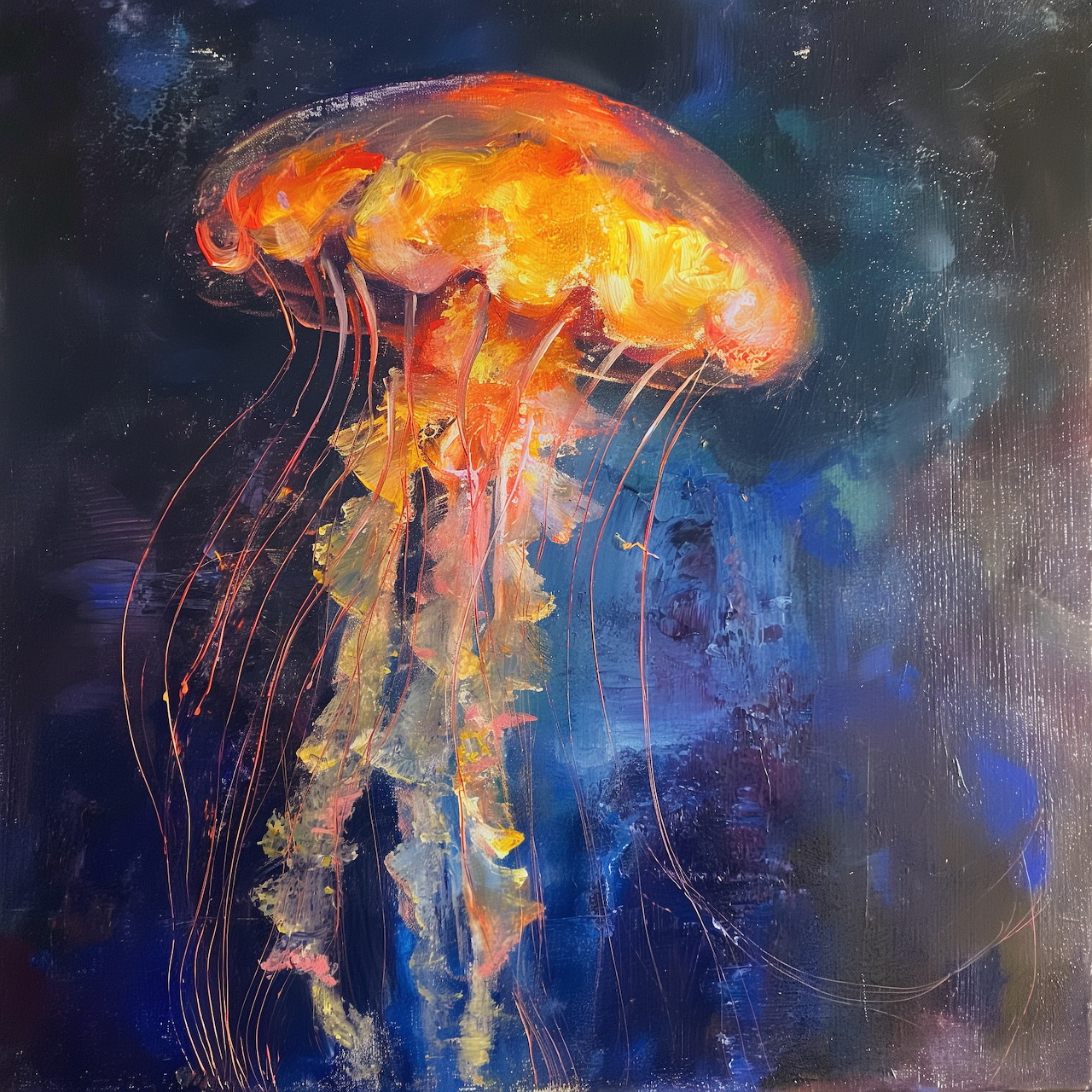 Glowing Orange Jellyfish