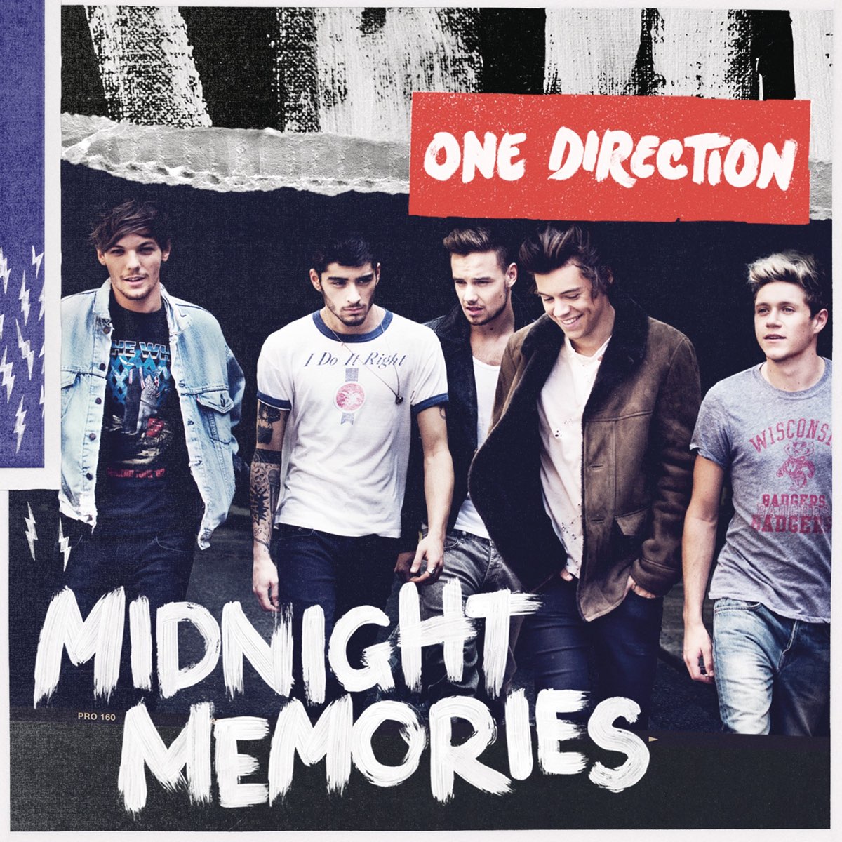One Direction Midnight Memories album cover with five band members posing together
